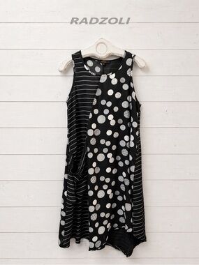 RADZOLI Black Mixed Print Sleeveless Dress M